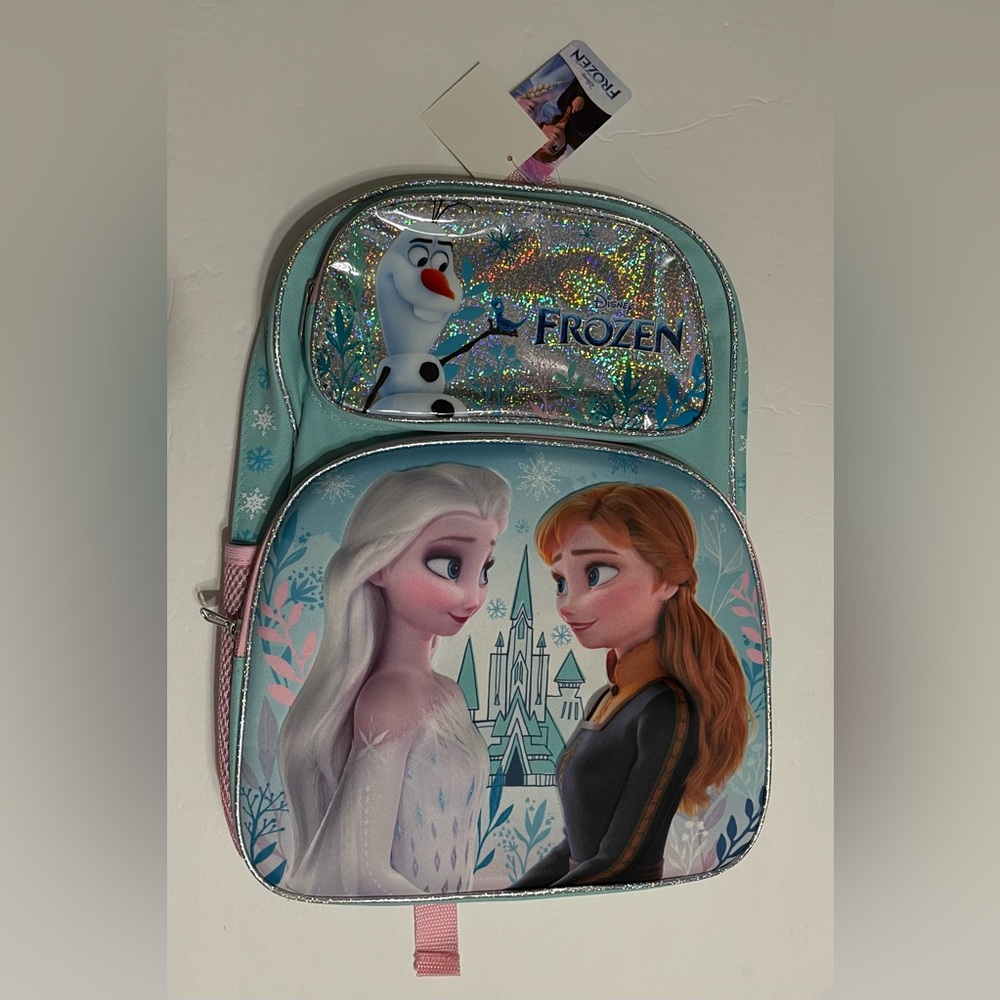 Disney Frozen backpack 16" with 3D EVA molded front pocket with Elsa and anna